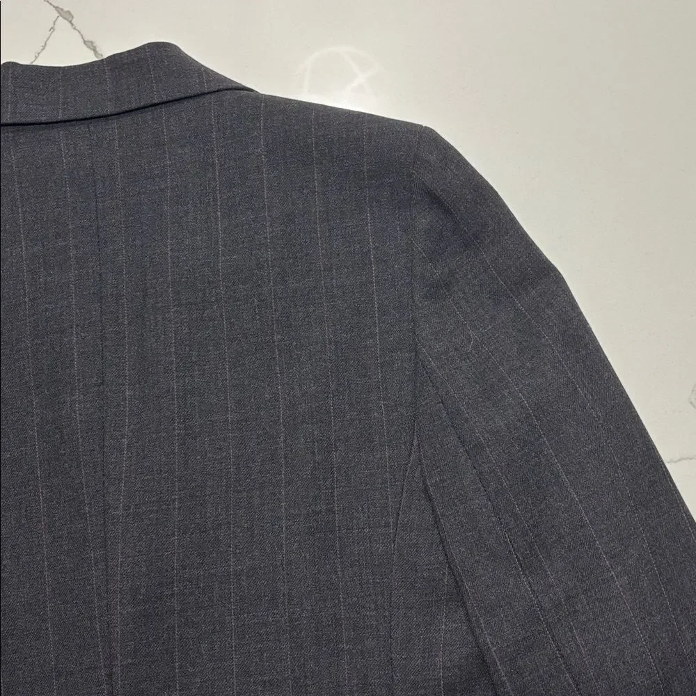 Ann Taylor Women's Wool Blazer Dark Gray Grey Pinstripe Business Jacket Size 6P